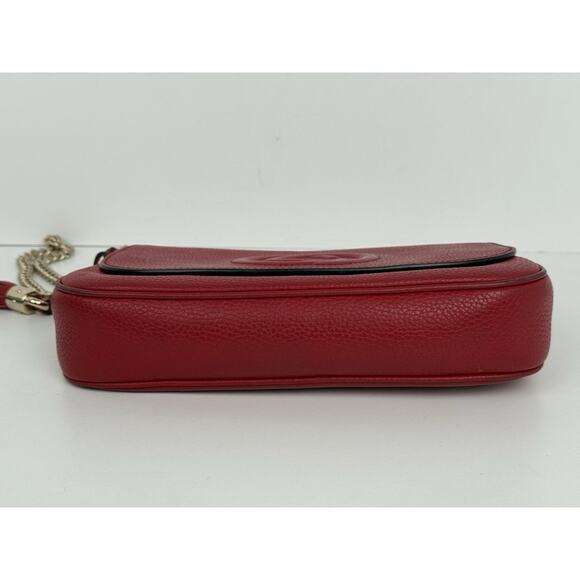 Gucci Soho Red Leather Medium Crossbody Bag with Chain Strap - Picture 6 of 16